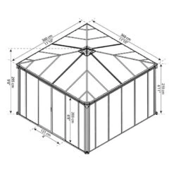 12x12 Palram Canopia Ledro 3600 Enclosed Grey Gazebo 18 12x12 Palram Canopia Ledro 3600 Enclosed Grey Gazebo -Halls || Lifetime || Keter Sales 704745 palram ledro 3600 enclosed grey gazebo drawing1