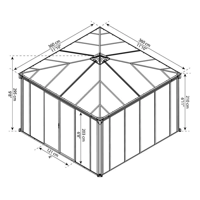 12x12 Palram Canopia Ledro 3600 Enclosed Grey Gazebo 3 12x12 Palram Canopia Ledro 3600 Enclosed Grey Gazebo - Image 3