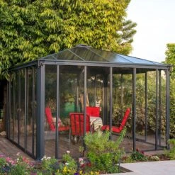 12x12 Palram Canopia Ledro 3600 Enclosed Grey Gazebo 23 12x12 Palram Canopia Ledro 3600 Enclosed Grey Gazebo -Halls || Lifetime || Keter Sales 704745 palram ledro 3600 enclosed grey gazebo no5