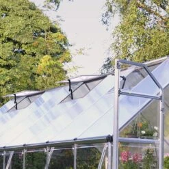 8' X 16' Palram Canopia Balance Silver Greenhouse (4.87m X 2.44m) -Halls || Lifetime || Keter Sales 704764 balance 8x16 silver greenhouse close up3 min 1