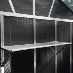 Palram Canopia Yukon Shed Shelving -Halls || Lifetime || Keter Sales 704883 palram canopia yukon shed shelving insitu1 min