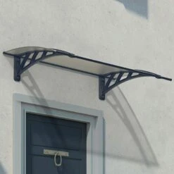 Palram Canopia Neo 1180 Grey Twinwall Door Canopy -Halls || Lifetime || Keter Sales 705423 palram canopia neo 1180 grey twinwall door canopy insitu1 min