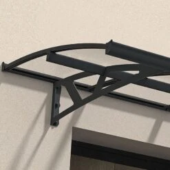 Palram Canopia Amsterdam 6690 Grey Clear Door Canopy -Halls || Lifetime || Keter Sales 705460 palram amsterdam 6690 door canopy close up1 min 1