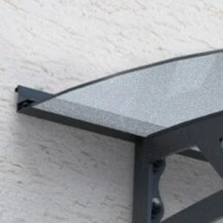 15' X 3' Palram Canopia Altair 4500 Grey Door Canopy (4.54m X 0.92m) -Halls || Lifetime || Keter Sales 705595 canopy altair 4500 grey clear close up2 min 1