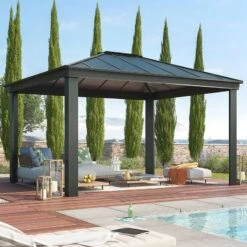 14' X 12' Palram Canopia Dallas 4300 Grey Garden Gazebo (4.26m X 3.64m)