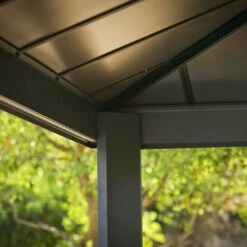 20' X 12' Palram Canopia Dallas 6100 Grey Garden Gazebo (6.12m X 3.64m) -Halls || Lifetime || Keter Sales 706083 20x12 palram dallas 6100 grey garden gazebo close up1 min 1