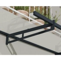 Palram Canopia Bremen 2050 Grey Clear Door Canopy -Halls || Lifetime || Keter Sales 706595 palram bremen 2050 grey clear door canopy close up4 min 1