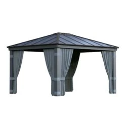 Palram Canopia Gazebo Curtains Set For Dallas 4300 Garden Gazebo -Halls || Lifetime || Keter Sales 706596 palram gazebo curtains for dallas 4300 gazebo cutout2 min