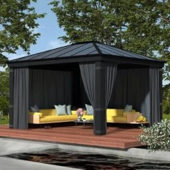 Palram Canopia Gazebo Curtains Set For Dallas 6100 Garden Gazebo -Halls || Lifetime || Keter Sales 706600 palram gazebo curtains for dallas 6100 gazebo insitu2 min
