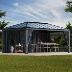 Palram Canopia Gazebo Curtains Set For Dallas 6100 Garden Gazebo