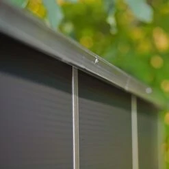 6' X 8' Palram Canopia Rubicon Double Door Plastic Garden Shed - Dark Grey (1.85m X 2.28m) -Halls || Lifetime || Keter Sales 706807bun 6x8 palram rubicon dd plastic shed grey close up11 min