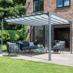 10' X 10' Garden Must Haves Pandora Leaf Adjustable Garden Gazebo (3m X 3m) -Halls || Lifetime || Keter Sales 84913 gmh 3m pandora leaf gazebo insitu3 min