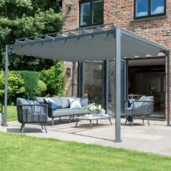 10' X 10' Garden Must Haves Pandora Leaf Adjustable Garden Gazebo (3m X 3m) -Halls || Lifetime || Keter Sales 84913 gmh 3m pandora leaf gazebo insitu4 min