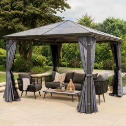 12' X 10' Garden Must Haves Runcton Grey Polycarbonate Garden Gazebo (3.6m X 3m)