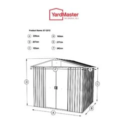 8' X 7' Yardmaster Green 87GEYZ Metal Shed (2.42m X 2.17m) -Halls || Lifetime || Keter Sales 87geyz tech 2