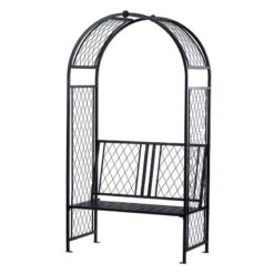 Panacea Twisted Lattice Metal Garden Arch With Seat 7'3 X 3'9 -Halls || Lifetime || Keter Sales 89095 panacea twisted lattice metal garden arch with seat 7 3 x 3 9 cutout min