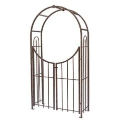 Panacea Sunset Metal Garden Arch With Gate - Bronze 7'5 X 4'1 -Halls || Lifetime || Keter Sales 89096 panacea sunset metal garden arch with gate bronze 7 5 x 4 1 cutout min