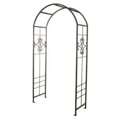 Panacea Quatrefoil Metal Garden Arch 7'5 X 3'6 -Halls || Lifetime || Keter Sales 89097 panacea quartrefoil metal garden arch 7 5 x 3 6 cutout min