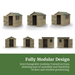 12' X 8' Forest Timberdale 25yr Guarantee Tongue & Groove Pressure Treated Apex Shed – 4 Windows (3.65m X 2.52m) -Halls || Lifetime || Keter Sales 9fg timberdalefully modular design 1 7