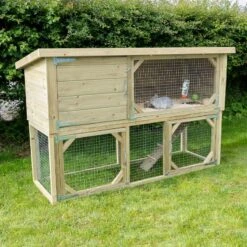 6'4 X 2'5 Forest Hedgerow Wooden 2-Tier Rabbit Hutch (1.94m X 0.74m)