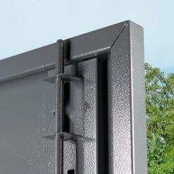 3'6 X 7'4 Asgard Sentry Slimline Metal Shed (1.06m X 2.23m) -Halls || Lifetime || Keter Sales asgen 3x7 asgard sentry slimline metal shed close up2 min 2