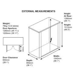 5' X 3' Asgard Securestore Metal Shed (1.5m X 0.95m) -Halls || Lifetime || Keter Sales asgsec 5x3 asgard securestore metal shed drawing1 min 1