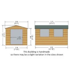12' X 8' Shire Bison Heavy Duty Double Door Wooden Workshop (3.71m X 2.56m) 9 12' X 8' Shire Bison Heavy Duty Double Door Wooden Workshop (3.71m X 2.56m) -Halls || Lifetime || Keter Sales biso1208dsl 1aa bison 12x8 drawing