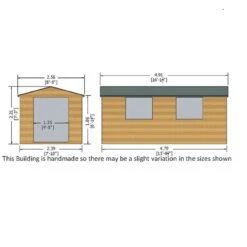 16' X 8' Shire Bison Heavy Duty Double Door Wooden Workshop (4.91m X 2.56m) -Halls || Lifetime || Keter Sales biso1608dsl 1aa bison 16x8 drawing