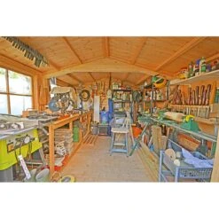 16' X 8' Shire Bison Heavy Duty Double Door Wooden Workshop (4.91m X 2.56m) -Halls || Lifetime || Keter Sales biso1608dsl 1aa bison 16x8 interior