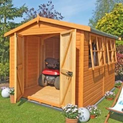 16' X 8' Shire Bison Heavy Duty Double Door Wooden Workshop (4.91m X 2.56m)