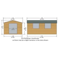 16' X 10' Shire Bison Heavy Duty Double Door Wooden Workshop (4.91m X 3.16m) -Halls || Lifetime || Keter Sales biso1610dsl 1aa bison 16x10 drawing
