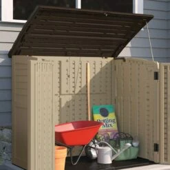 4'5 X 2'8 Suncast Kensington Plastic Garden Storage Shed (1.35m X 0.83m) -Halls || Lifetime || Keter Sales bms3400 4 5 x 2 8 suncast kensington plastic shed close up1 min
