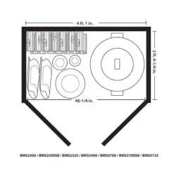 4'5 X 2'8 Suncast Kensington Plastic Garden Storage Shed (1.35m X 0.83m) -Halls || Lifetime || Keter Sales bms3400 4 5 x 2 8 suncast kensington plastic shed drawing min