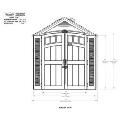 7' X 7' Suncast Cloverdale Plastic Garden Shed (2.24m X 2.17m) -Halls || Lifetime || Keter Sales bms7727 7x7 suncast cloverdale plastic garden shed drawing1 min