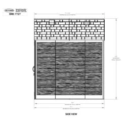 7' X 7' Suncast Cloverdale Plastic Garden Shed (2.24m X 2.17m) -Halls || Lifetime || Keter Sales bms7727 7x7 suncast cloverdale plastic garden shed drawing2 min