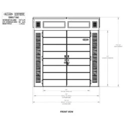 7' X 7' Suncast Modernist Plastic Garden Storage Shed - Peppercorn (2.20m X 2.22m) -Halls || Lifetime || Keter Sales bms7780 7x7 suncast modernist plastic garden storage shed peppercorn drawing1 min 1