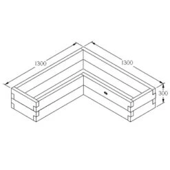Forest Caledonian Corner Raised Bed 4'x4' (1.3x1.3m) -Halls || Lifetime || Keter Sales cal130130 caledonian corner raised bed 130x130cm drawing min
