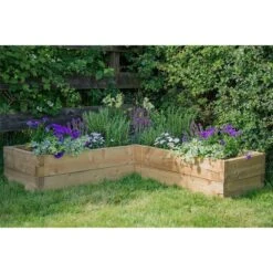 Forest Caledonian Corner Raised Bed 4'x4' (1.3x1.3m) -Halls || Lifetime || Keter Sales cal130130 caledonian corner raised bed 130x130cm insitu1 min