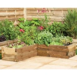 Forest Caledonian Corner Raised Bed 4'x4' (1.3x1.3m) -Halls || Lifetime || Keter Sales cal130130 caledonian corner raised bed 130x130cm insitu2 min