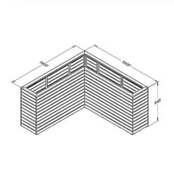 5'3 X 5'3 Forest Linear Corner Wooden Planter (1.6m X 1.6m) -Halls || Lifetime || Keter Sales cornlinpl160 line drawing
