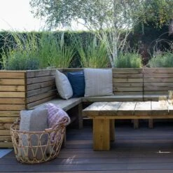 5'3 X 5'3 Forest Linear Corner Wooden Planter (1.6m X 1.6m) -Halls || Lifetime || Keter Sales cornlinpl160 5 3 forest linear corner planter insitu6 min