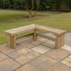 Forest Double Sleeper Corner Wooden Garden Bench 3'11 X 3'11 (1.2m X 1.2m)