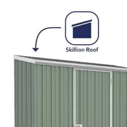 7'5 X 2'7 Absco Space Saver Pent Metal Shed - Pale Eucalyptus (2.26m X 0.79m) -Halls || Lifetime || Keter Sales esdxl20met008bun 7 5x2 7 absco spacesaver pent metal shed close up3 min