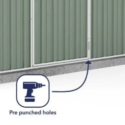 7'5 X 2'7 Absco Space Saver Pent Metal Shed - Pale Eucalyptus (2.26m X 0.79m) -Halls || Lifetime || Keter Sales esdxl20met008bun 7 5x2 7 absco spacesaver pent metal shed close up5 min