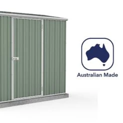 7'5 X 2'7 Absco Space Saver Pent Metal Shed - Pale Eucalyptus (2.26m X 0.79m) -Halls || Lifetime || Keter Sales esdxl20met008bun 7 5x2 7 absco spacesaver pent metal shed close up7 min