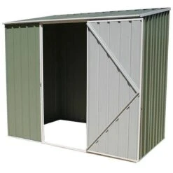 7'5 X 2'7 Absco Space Saver Pent Metal Shed - Pale Eucalyptus (2.26m X 0.79m) -Halls || Lifetime || Keter Sales esdxl20met008bun 7 5x2 7 absco spacesaver pent metal shed cutout2 min