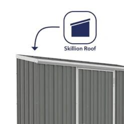 7'5 X 2'7 Absco Space Saver Pent Metal Shed - Grey (2.26m X 0.79m) -Halls || Lifetime || Keter Sales esdxl20met096bun 7 5x2 7 absco spacesaver pent metal shed close up1 min