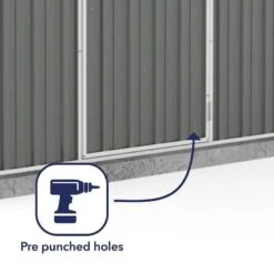 7'5 X 2'7 Absco Space Saver Pent Metal Shed - Grey (2.26m X 0.79m) -Halls || Lifetime || Keter Sales esdxl20met096bun 7 5x2 7 absco spacesaver pent metal shed close up3 min