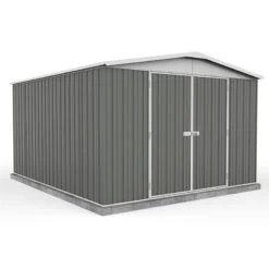 9'10 X 12' Absco Regent Double Door Metal Shed - Grey (3m X 3.66m)