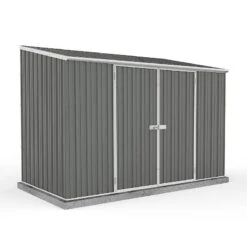 9'10 X 5' Absco Space Saver Pent Double Door Metal Shed - Grey (3m X 1.52m)